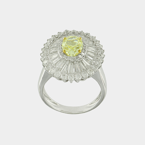FANCY YELLOW DIAMOND SOLITAIRE 18KT GOLD 