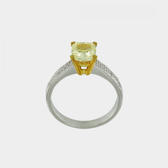 FANCY YELLOW DIAMOND SOLITAIRE 18KT GOLD 